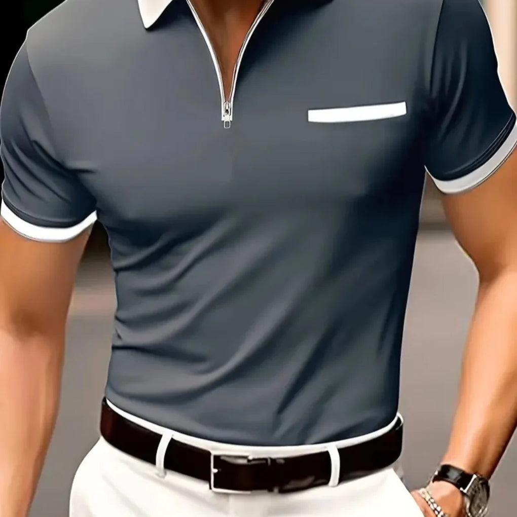 Polo de golf respirant à col en V pour homme