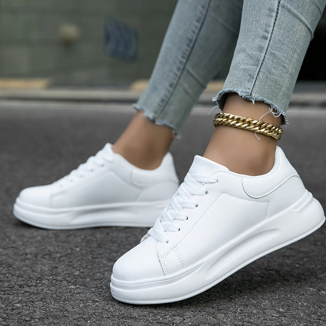 Angie - Baskets femme en cuir blanc