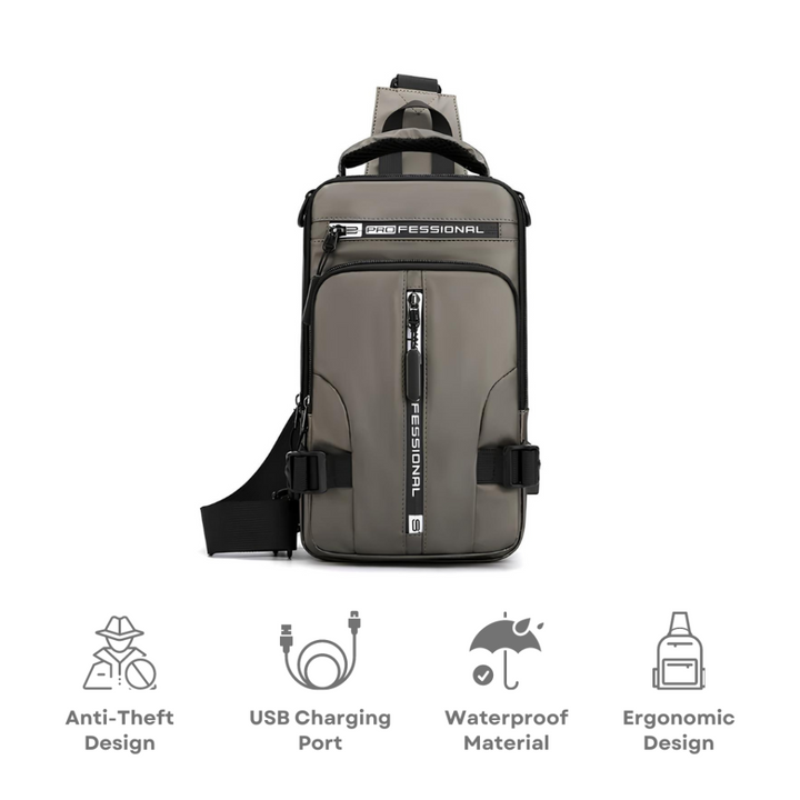 Sac bandoulière antivol convertible pour homme
