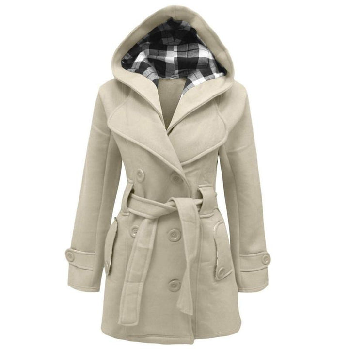 Élodie | manteau en laine avec capuche et boutons avec ceinture