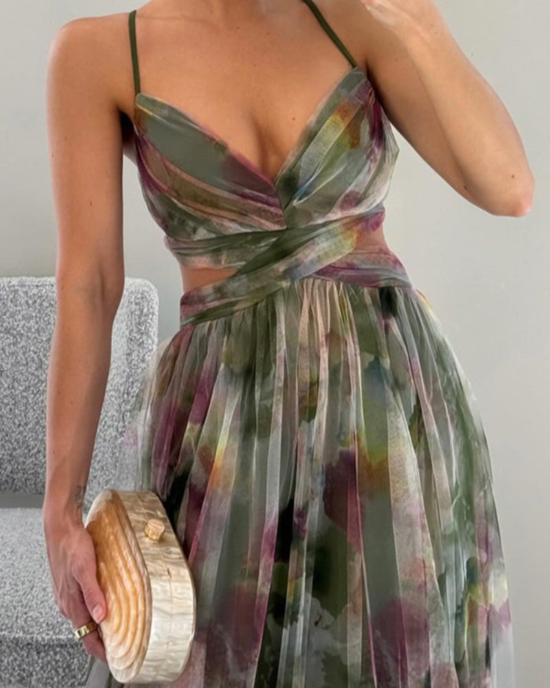 Robe longue sexy ajourée pour femme