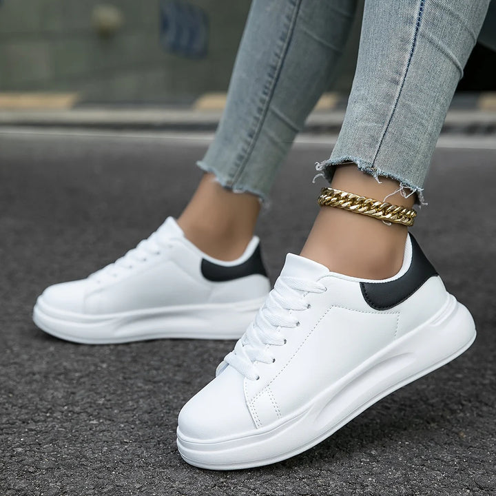 Angie - Baskets femme en cuir blanc