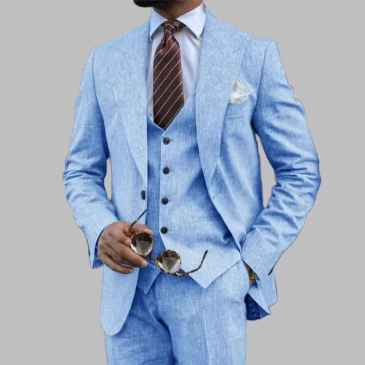 Costume trois pièces léger pour homme avec col rabattu