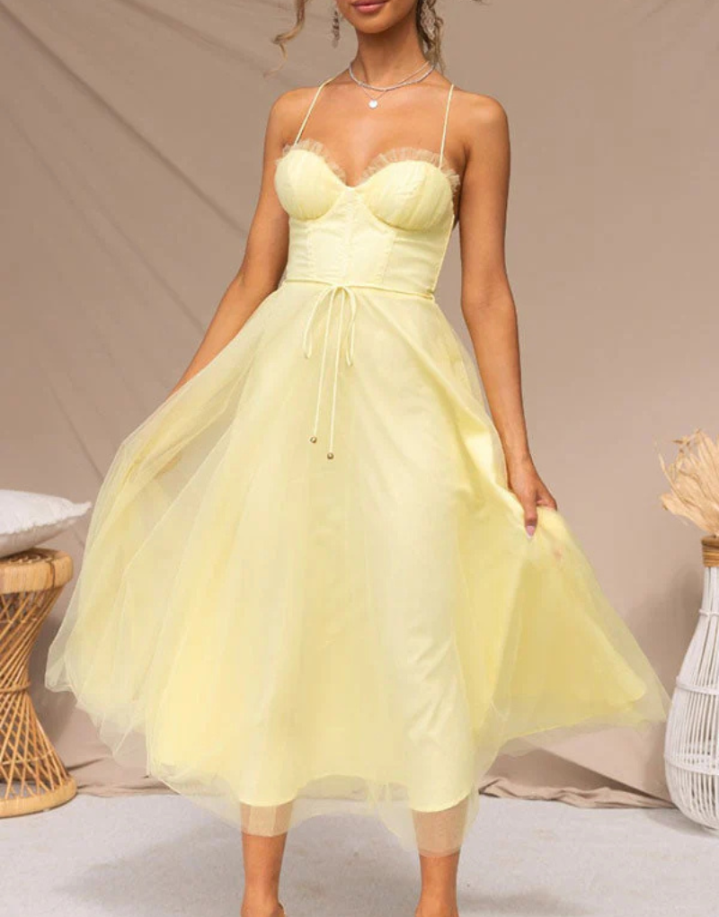 Robe longue légère sans manches à col en V pour femme
