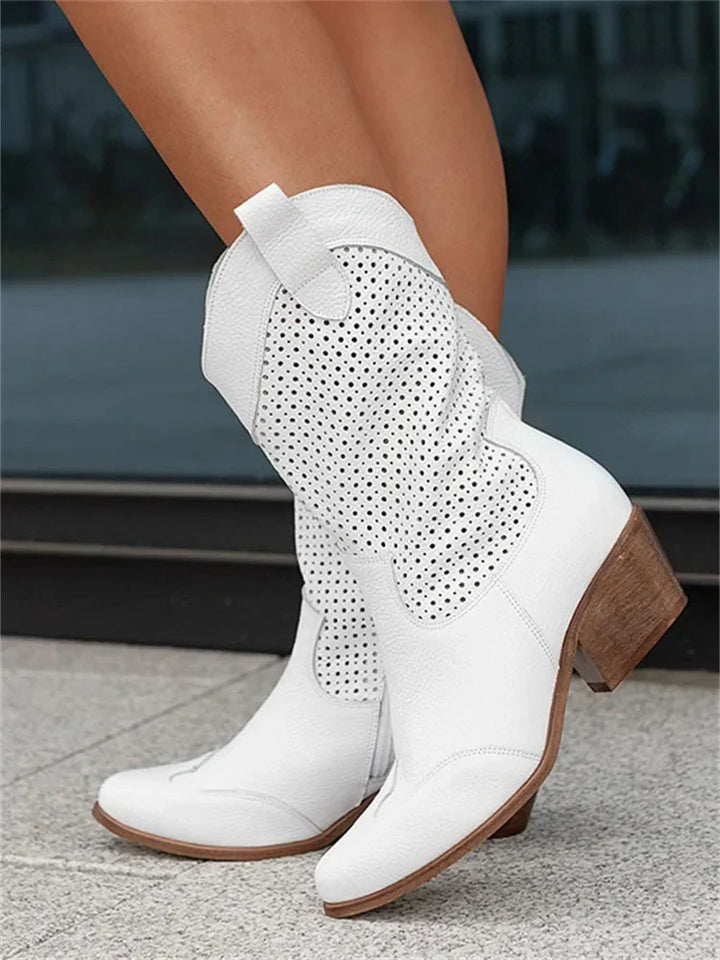 Bottes de cowboy western à talon bas et tige mi-mollet