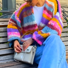 Cardigan rayé ouvert sur le devant pour femme