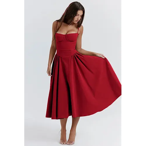 Robe Corset Élégante Midi pour Femme