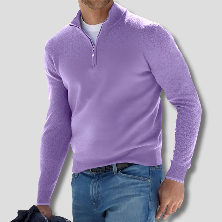 Pull en tricot de coton pour homme avec col zippé