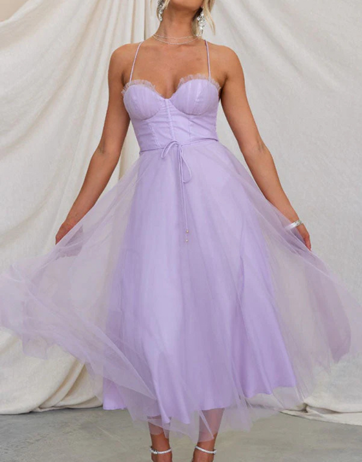 Robe longue légère sans manches à col en V pour femme