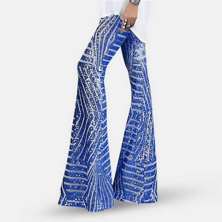Pantalon évasé taille haute à paillettes pour femme