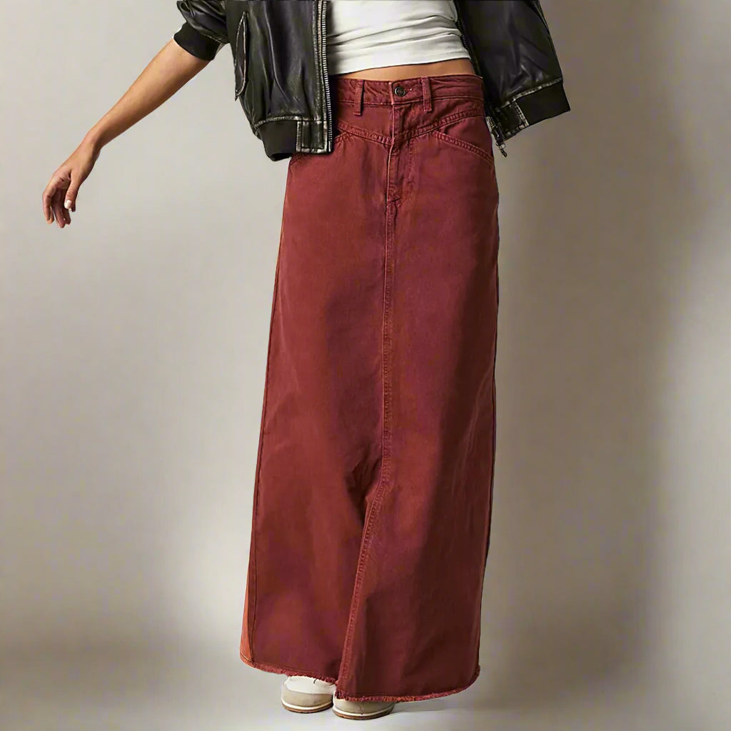 Jupe en jean taille haute coupe droite