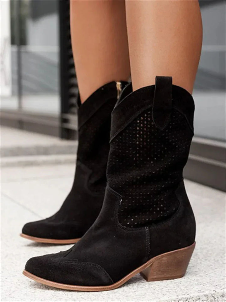Bottes de cowboy western à talon bas et tige mi-mollet