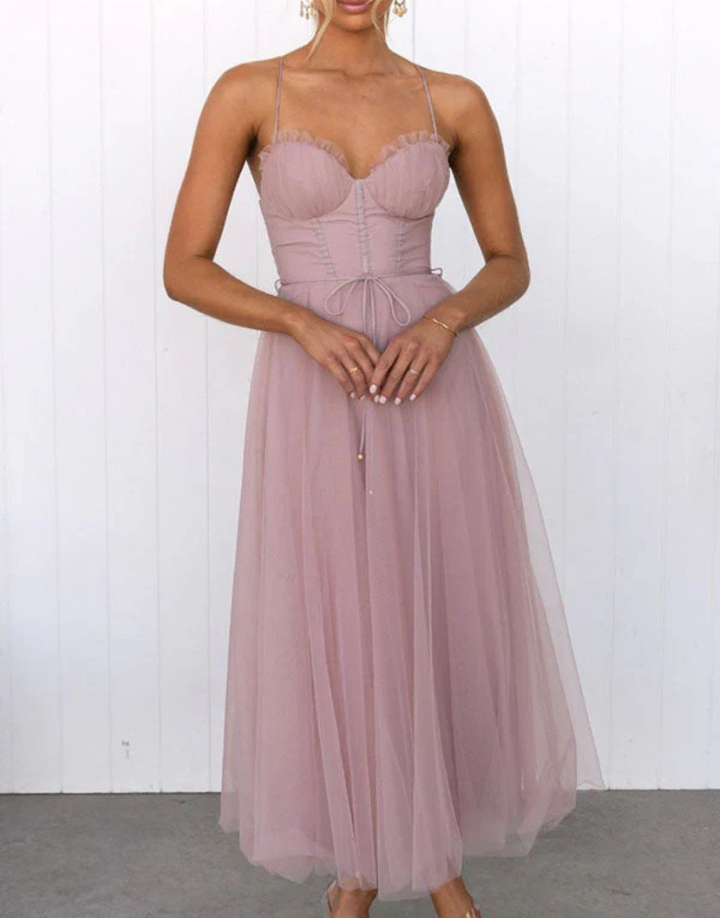 Robe longue légère sans manches à col en V pour femme