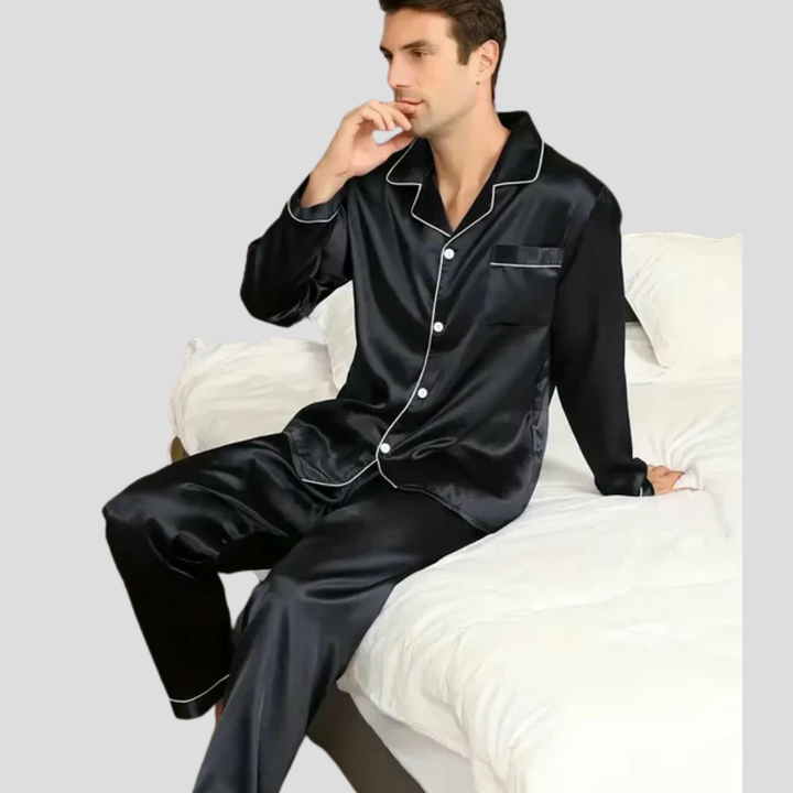 Ensemble pyjama en satin et soie pour homme