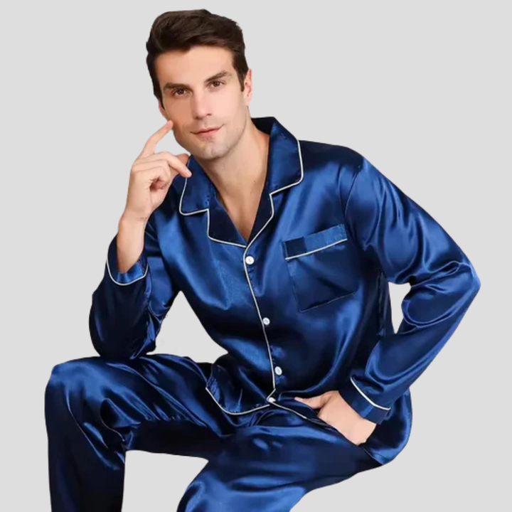 Ensemble pyjama en satin et soie pour homme