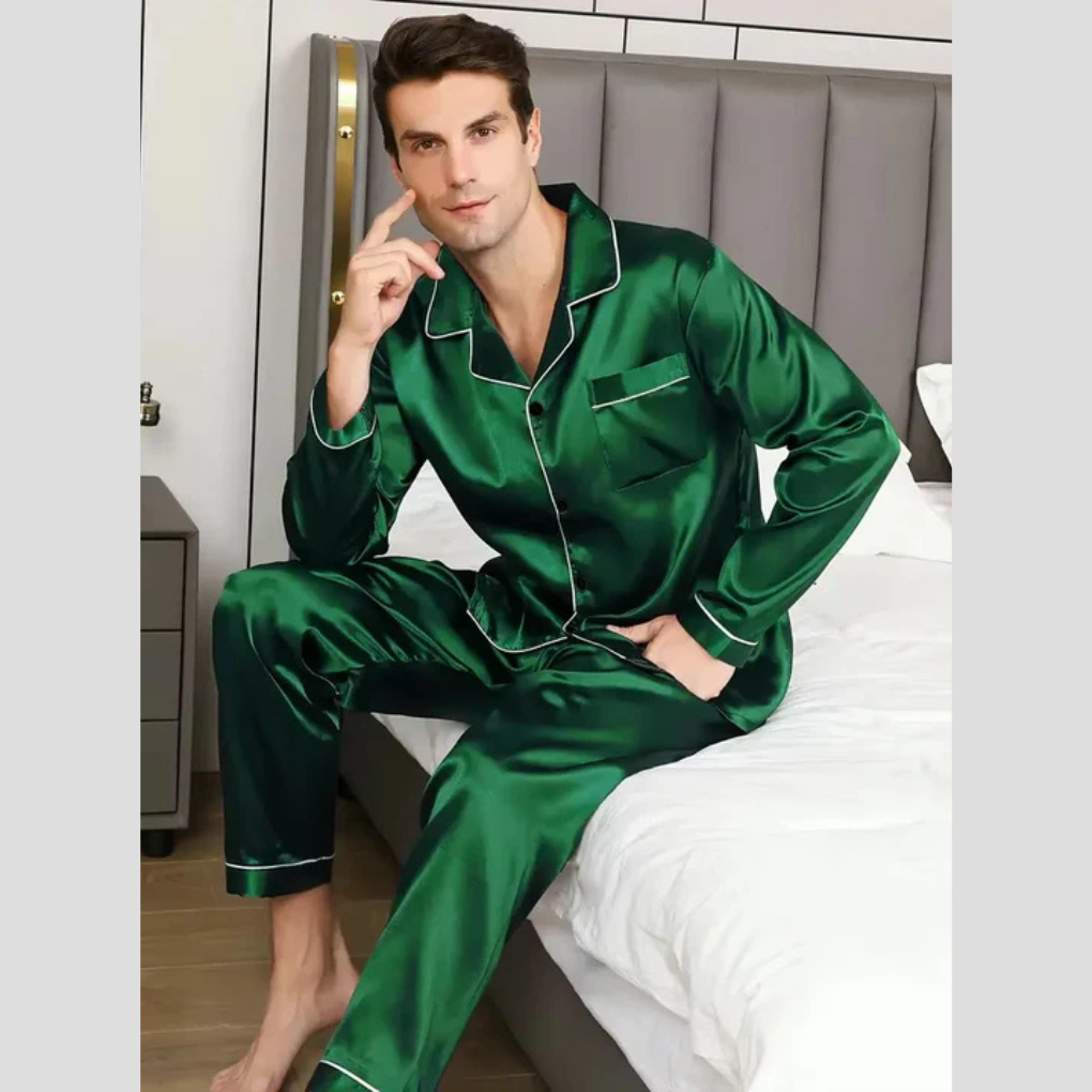 Ensemble pyjama en satin et soie pour homme