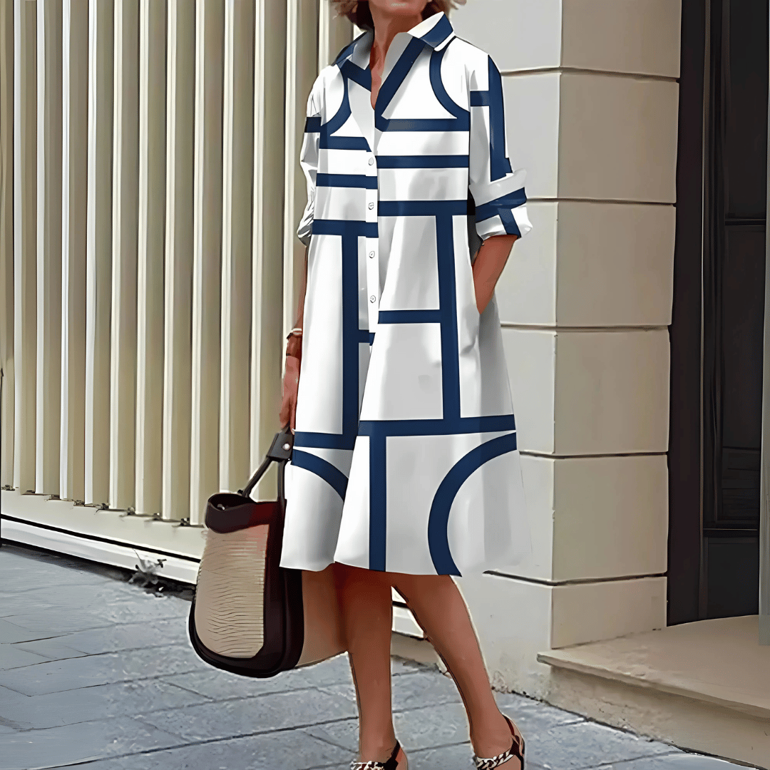 Robe chemise à imprimé géométrique pour femme
