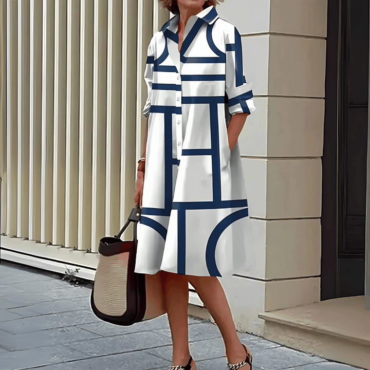 Robe chemise à imprimé géométrique pour femme