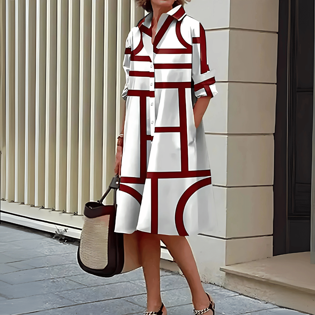 Robe chemise à imprimé géométrique pour femme