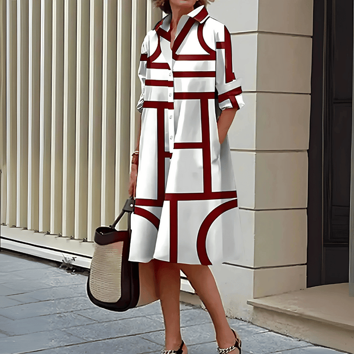 Robe chemise à imprimé géométrique pour femme