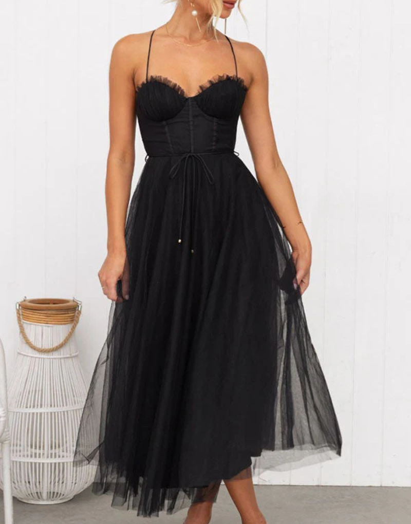 Robe longue légère sans manches à col en V pour femme