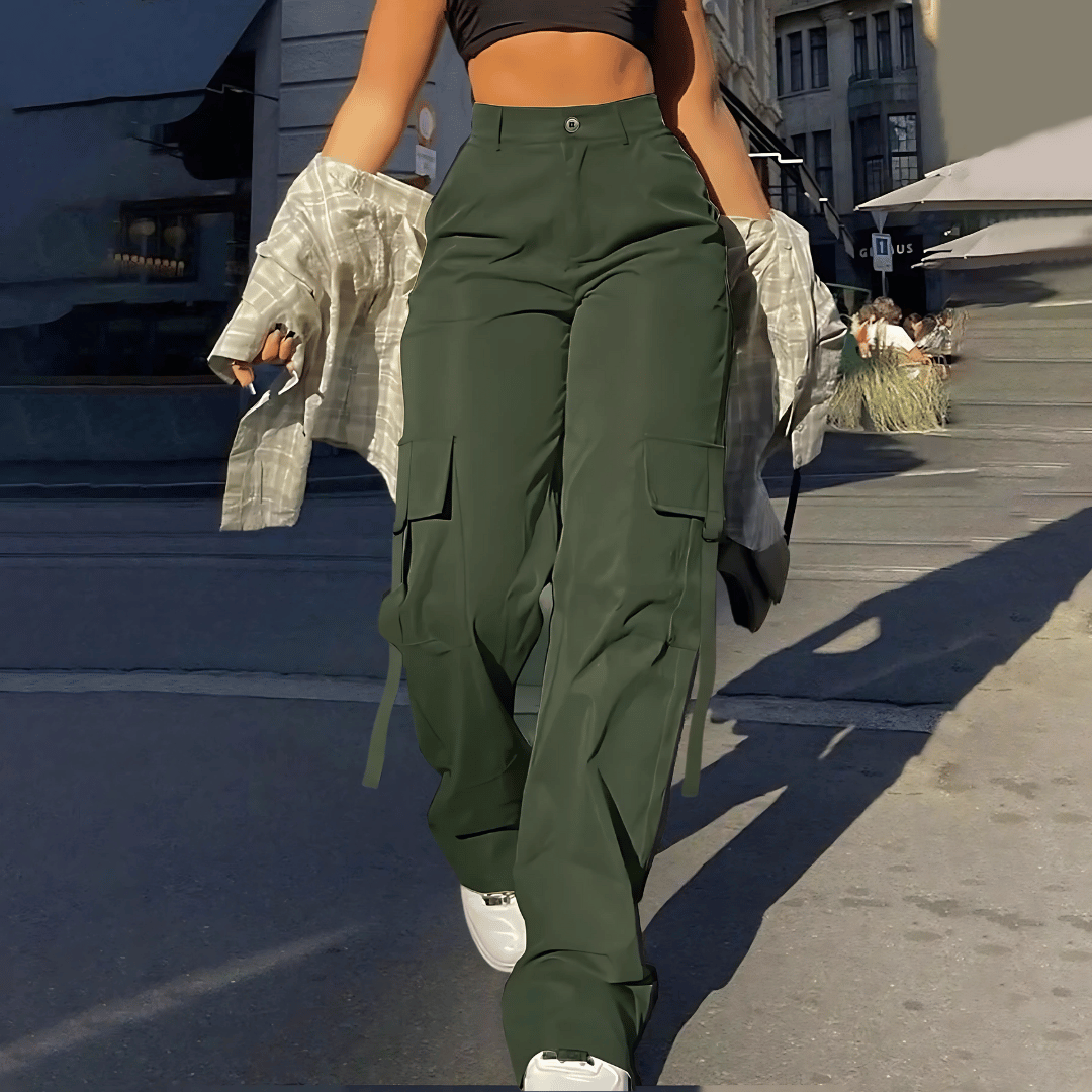 Pantalon cargo taille haute pour femme