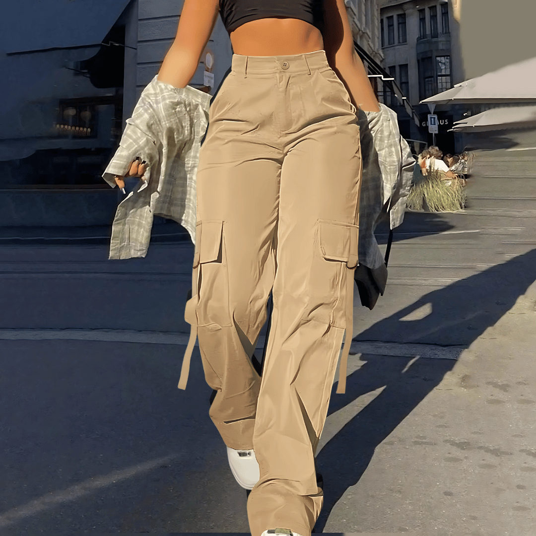 Pantalon cargo taille haute pour femme