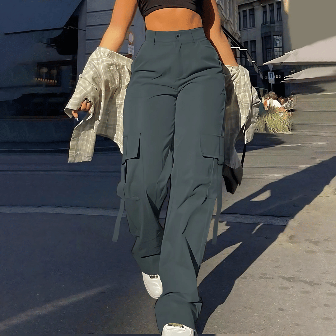 Pantalon cargo taille haute pour femme