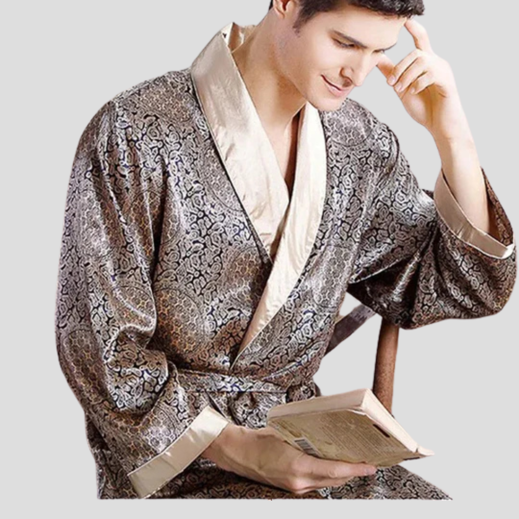 Peignoir kimono en satin pour homme