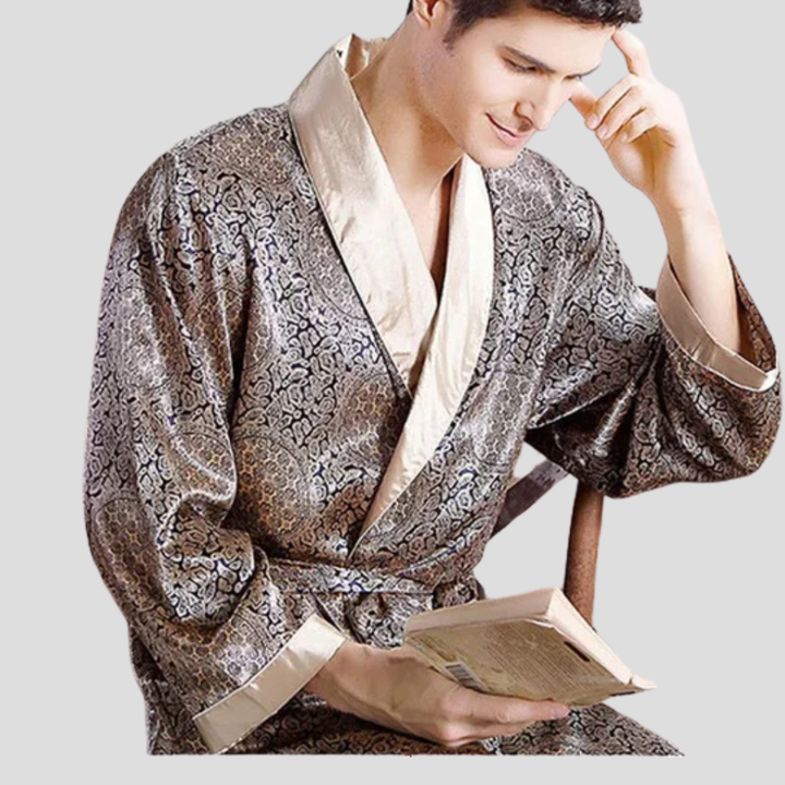 Peignoir kimono en satin pour homme