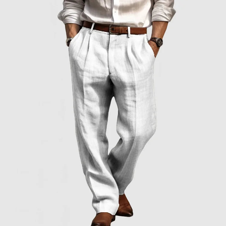 Pantalon Droit en Coton et Lin pour Homme : Élégance Décontractée et Confort Naturel