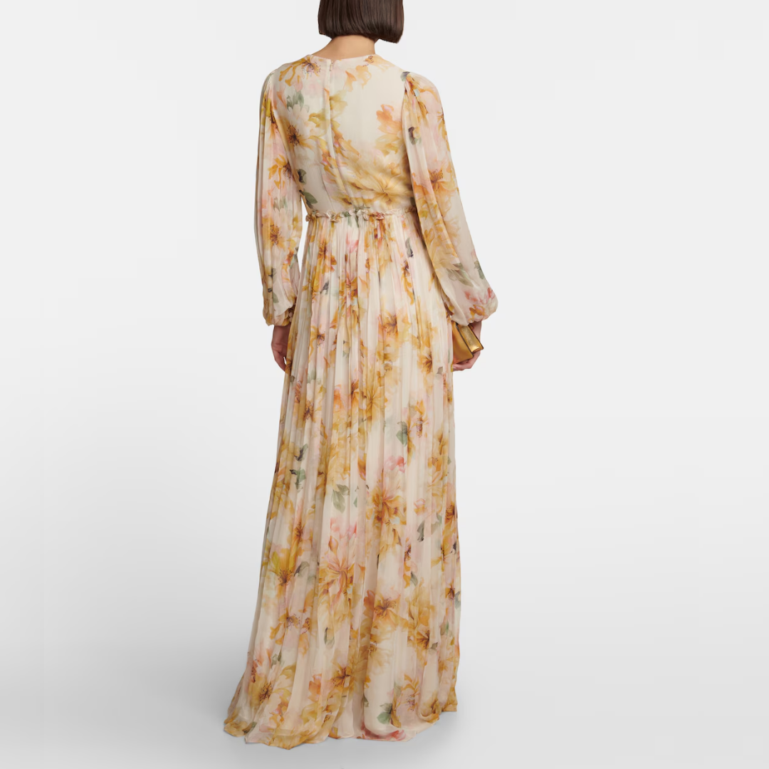 Robe de bal mi-longue élégante en lin et soie pour femme