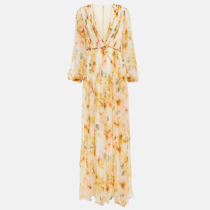 Robe de bal mi-longue élégante en lin et soie pour femme