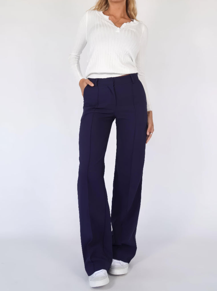 Pantalon large taille haute pour femme