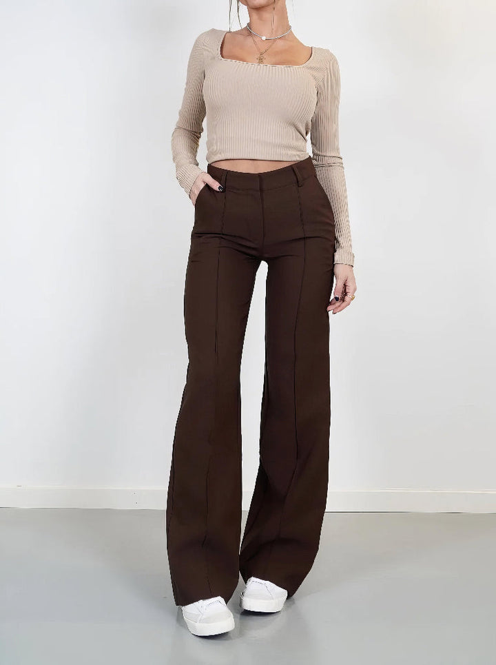 Pantalon large taille haute pour femme