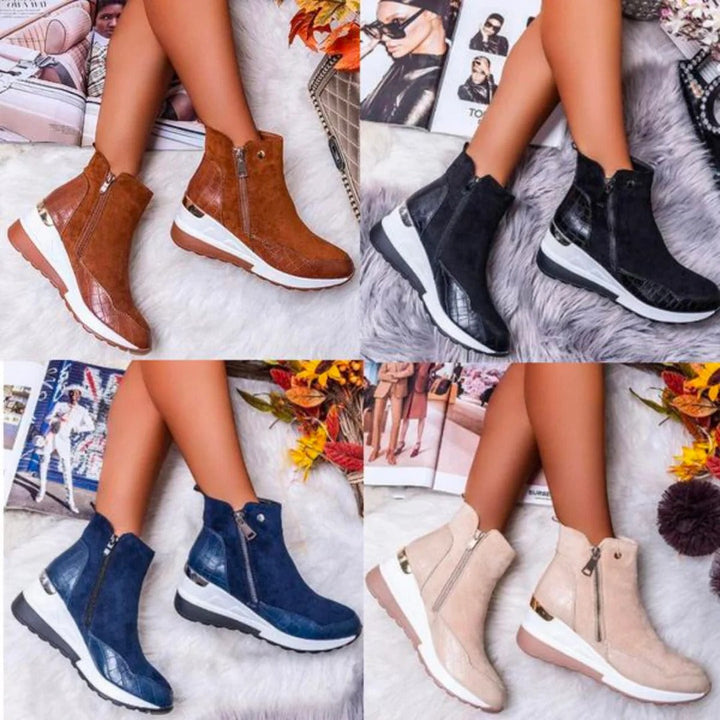 Bottines orthopédiques mi-hautes en cuir pour femmes