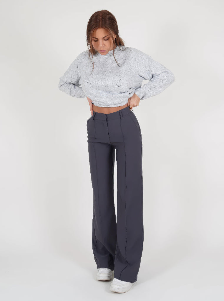 Pantalon large taille haute pour femme