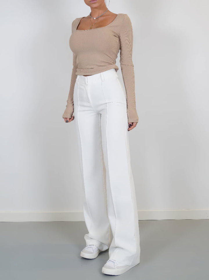 Pantalon large taille haute pour femme
