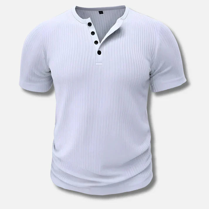 T-shirt slim fit pour homme avec fermeture à boutons