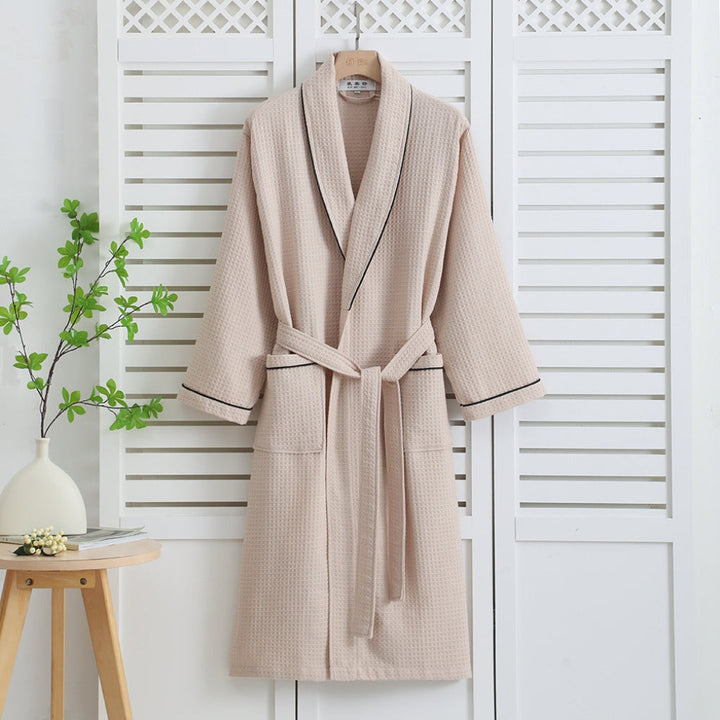 Peignoir kimono léger 100 % coton gaufré