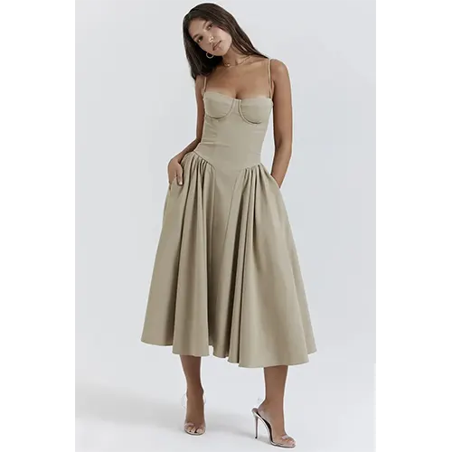 Robe Corset Élégante Midi pour Femme