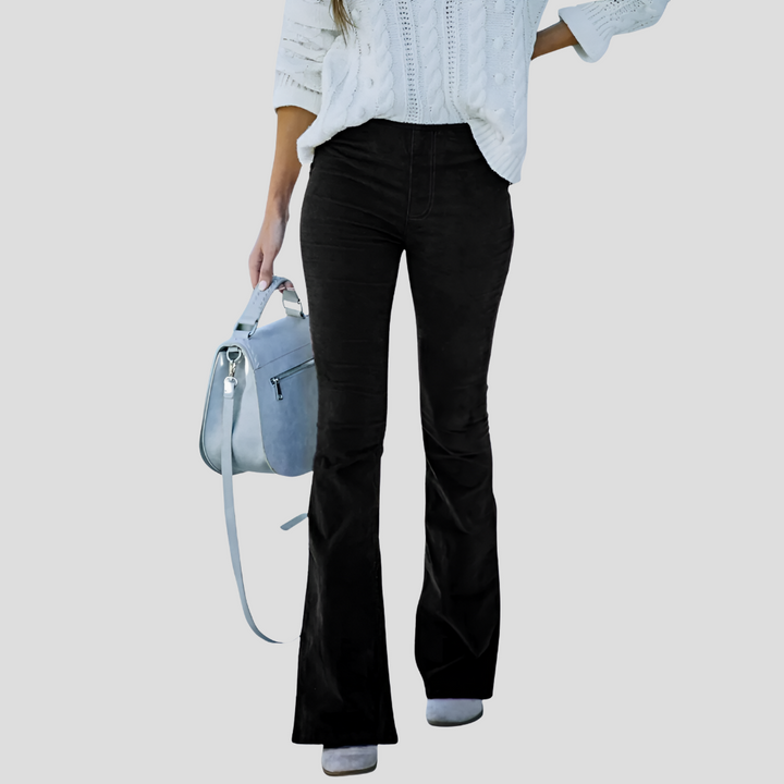 Pantalon taille haute en velours côtelé vintage pour femme