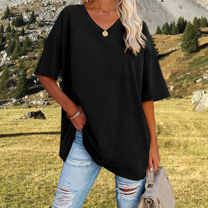 Lina - T-shirt décontracté à col en V surdimensionné pour femmes