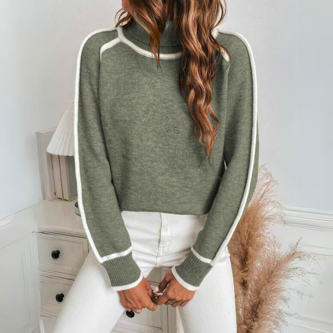 Cera - Pull tricoté en luxe vert olive