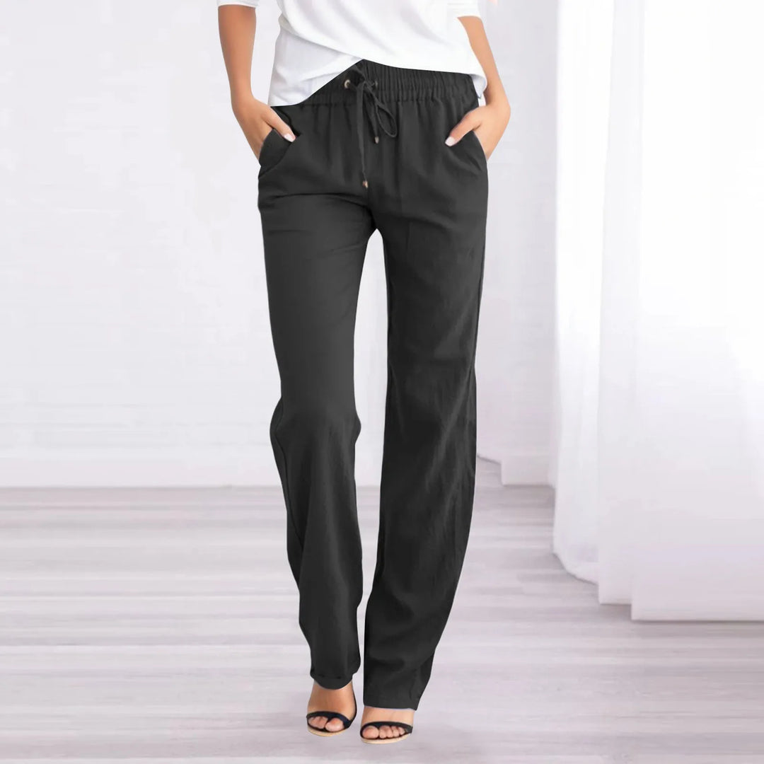 Pantalon aéré en coton et lin pour femme
