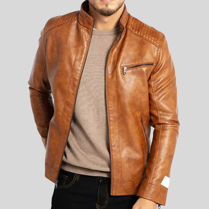 Veste en cuir coupe-vent pour homme