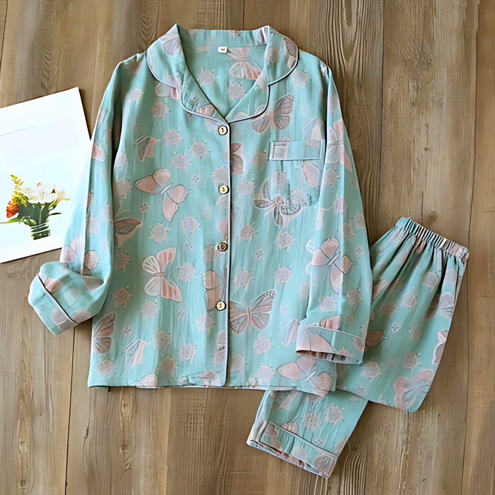Pyjama 2 pièces en coton avec imprimé papillon