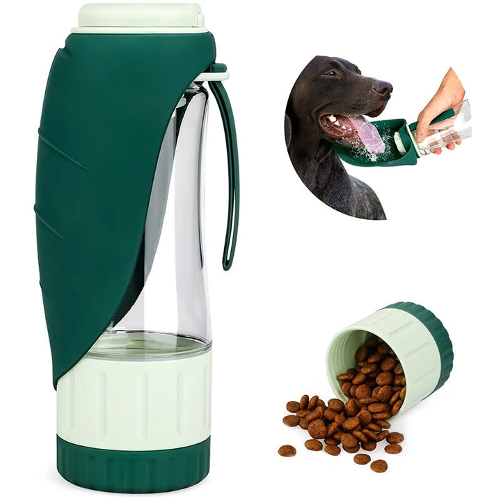 Bouteille d'eau et de nourriture portable pour chiens avec design 2 en 1