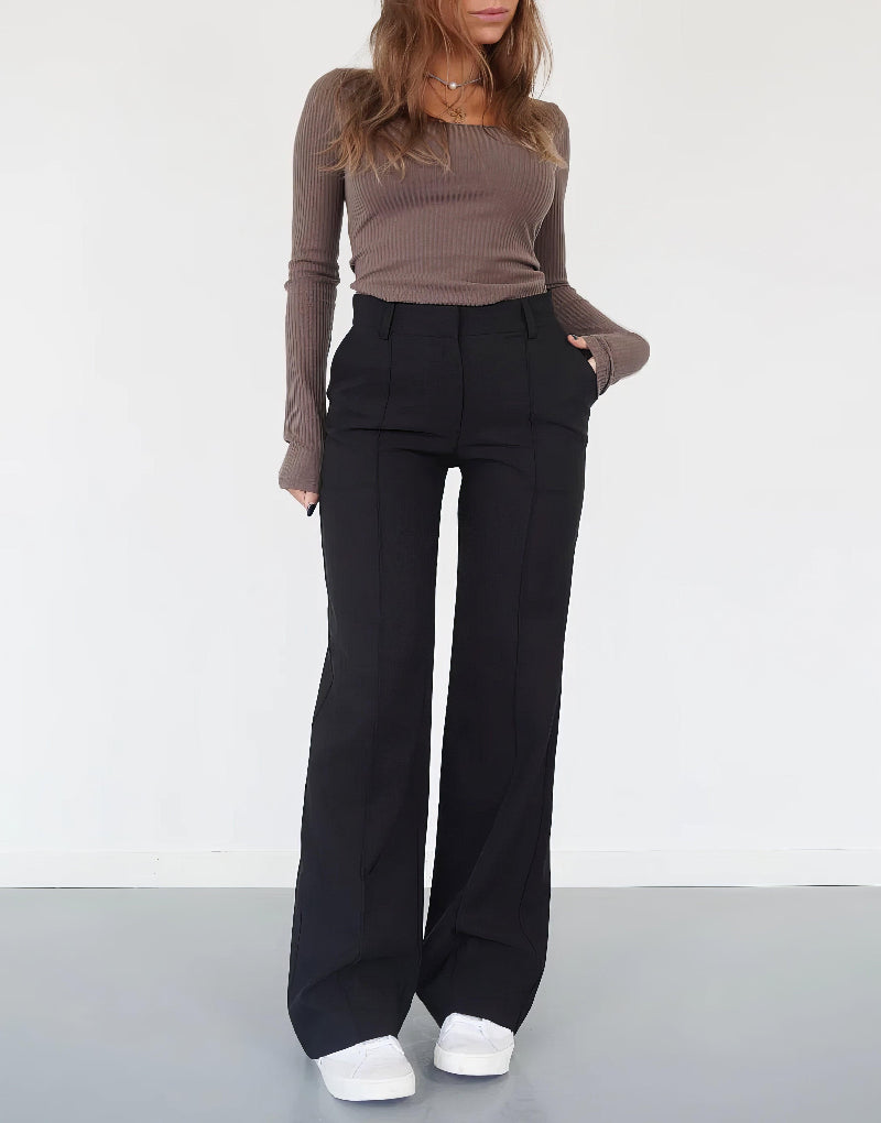 Pantalon large taille haute pour femme