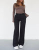 Pantalon large taille haute pour femme